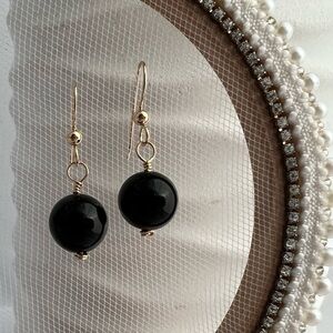 Artisan Black Onyx and 14K Gold Filled Earrings